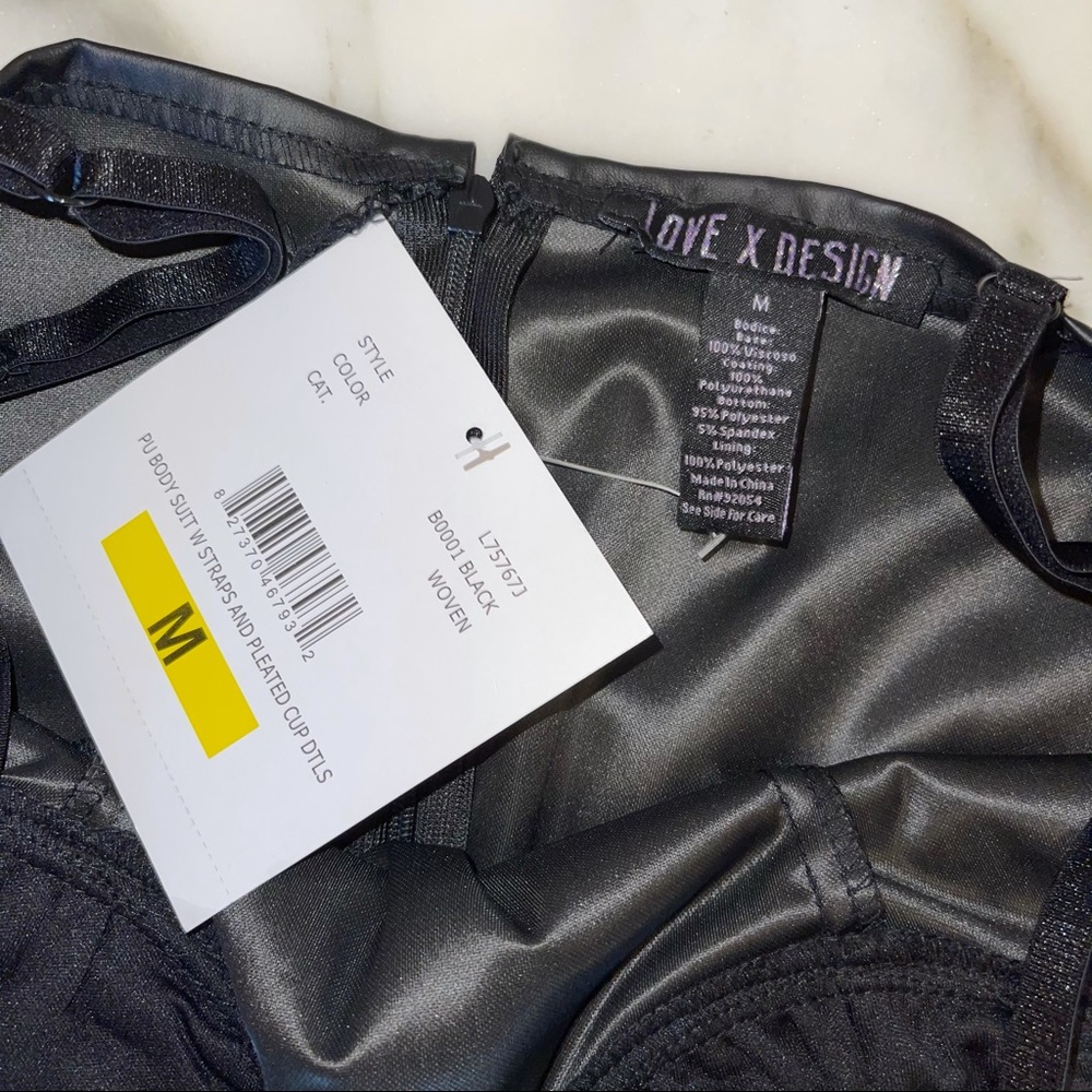 Black Faux Leather Bodysuit - Picture 4 of 11
